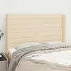 Image de Tête De Lit Avec Oreilles Crème 147x16x118/128 Cm Tissu Vidaxl