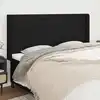 Image de Tête De Lit Avec Oreilles Noir 163x16x118/128 Cm Tissu Vidaxl