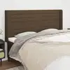 Image de Tête De Lit Avec Oreilles Marron Foncé 163x16x118/128 Cm Tissu Vidaxl