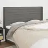 Image de Tête De Lit Avec Oreilles Gris Foncé 203x16x118/128 Cm Tissu Vidaxl