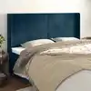 Image de Tête De Lit Avec Oreilles Bleu Foncé 203x16x118/128 Cm Velours Vidaxl