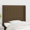 Image de Tête De Lit Avec Oreilles Marron Foncé 103x16x118/128 Cm Tissu Vidaxl