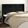 Image de Tête De Lit Avec Oreilles Noir 183x16x118/128 Cm Velours Vidaxl