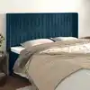 Image de Tête De Lit Avec Oreilles Bleu Foncé 183x16x118/128 Cm Velours Vidaxl