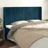 Image de Tête De Lit Avec Oreilles Bleu Foncé 203x16x118/128 Cm Velours Vidaxl