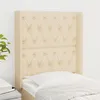 Image de Tête De Lit Avec Oreilles Crème 83x16x118/128 Cm Tissu Vidaxl