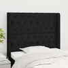 Image de Tête De Lit Avec Oreilles Noir 93x16x118/128 Cm Tissu Vidaxl