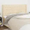 Image de Tête De Lit Avec Oreilles Crème 203x16x118/128 Cm Tissu Vidaxl