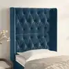 Image de Tête De Lit Avec Oreilles Bleu Foncé 83x16x118/128 Cm Velours Vidaxl