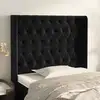 Image de Tête De Lit Avec Oreilles Noir 93x16x118/128 Cm Velours Vidaxl