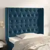 Image de Tête De Lit Avec Oreilles Bleu Foncé 93x16x118/128 Cm Velours Vidaxl
