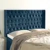 Image de Tête De Lit Avec Oreilles Bleu Foncé 147x16x118/128 Cm Velours Vidaxl