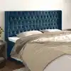 Image de Tête De Lit Avec Oreilles Bleu Foncé 183x16x118/128 Cm Velours Vidaxl
