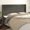 Image de Tête De Lit Avec Oreilles Gris Foncé 203x16x118/128 Cm Velours Vidaxl