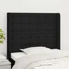 Image de Tête De Lit Avec Oreilles Noir 83x16x118/128 Cm Tissu Vidaxl