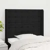 Image de Tête De Lit Avec Oreilles Noir 93x16x118/128 Cm Tissu Vidaxl