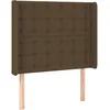 Image de Tête De Lit Avec Oreilles Marron Foncé 103x16x118/128 Cm Tissu Vidaxl