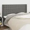 Image de Tête De Lit Avec Oreilles Gris Foncé 203x16x118/128 Cm Tissu Vidaxl