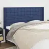 Image de Tête De Lit Avec Oreilles Bleu 203x16x118/128 Cm Tissu Vidaxl