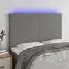 Image de Tête De Lit À Led Gris Foncé 144x5x118/128 Cm Tissu Vidaxl