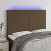 Image de Tête De Lit À Led Marron Foncé 144x5x118/128 Cm Tissu Vidaxl