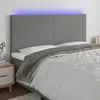 Image de Tête De Lit À Led Gris Foncé 200x5x118/128 Cm Tissu Vidaxl