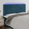 Image de Tête De Lit À Led Bleu Foncé 200x5x118/128 Cm Velours Vidaxl