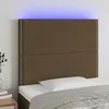 Image de Tête De Lit À Led Marron Foncé 100x5x118/128 Cm Tissu Vidaxl