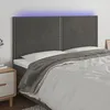 Image de Tête De Lit À Led Gris Foncé 160x5x118/128 Cm Velours Vidaxl
