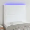 Image de Tête De Lit À Led Blanc 100x5x118/128 Cm Similicuir Vidaxl