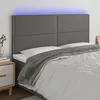 Image de Tête De Lit À Led Gris 200x5x118/128 Cm Similicuir Vidaxl
