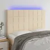 Image de Tête De Lit À Led Crème 144x5x118/128 Cm Tissu Vidaxl