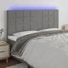 Image de Tête De Lit À Led Gris Foncé 160x5x118/128 Cm Tissu Vidaxl