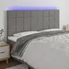 Image de Tête De Lit À Led Gris Foncé 200x5x118/128 Cm Tissu Vidaxl