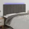 Image de Tête De Lit À Led Gris Foncé 200x5x118/128 Cm Velours Vidaxl
