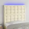 Image de Tête De Lit À Led Crème 90x5x118/128 Cm Similicuir Vidaxl