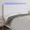 Image de Tête De Lit À Led Blanc 200x5x118/128 Cm Similicuir Vidaxl