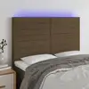 Image de Tête De Lit À Led Marron Foncé 144x5x118/128 Cm Tissu Vidaxl