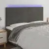 Image de Tête De Lit À Led Gris Foncé 200x5x118/128 Cm Velours Vidaxl