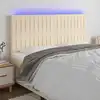 Image de T  te De Lit    Led Cr ¨me 180x5x118/128 Cm Tissu Vidaxl