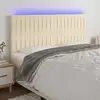 Image de Tête De Lit À Led Crème 200x5x118/128 Cm Tissu Vidaxl