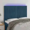 Image de Tête De Lit À Led Bleu Foncé 144x5x118/128 Cm Velours Vidaxl