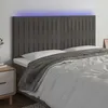Image de Tête De Lit À Led Gris Foncé 160x5x118/128 Cm Velours Vidaxl