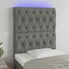 Image de Tête De Lit À Led Gris Foncé 80x7x118/128 Cm Tissu Vidaxl