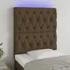 Image de Tête De Lit À Led Marron Foncé 80x7x118/128 Cm Tissu Vidaxl
