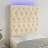 Image de Tête De Lit À Led Crème 80x7x118/128 Cm Tissu Vidaxl