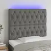 Image de Tête De Lit À Led Gris Foncé 100x7x118/128 Cm Tissu Vidaxl