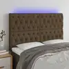 Image de Tête De Lit À Led Marron Foncé 144x7x118/128 Cm Tissu Vidaxl