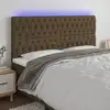 Image de Tête De Lit À Led Marron Foncé 200x7x118/128 Cm Tissu Vidaxl