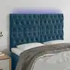 Image de Tête De Lit À Led Bleu Foncé 144x7x118/128 Cm Velours Vidaxl